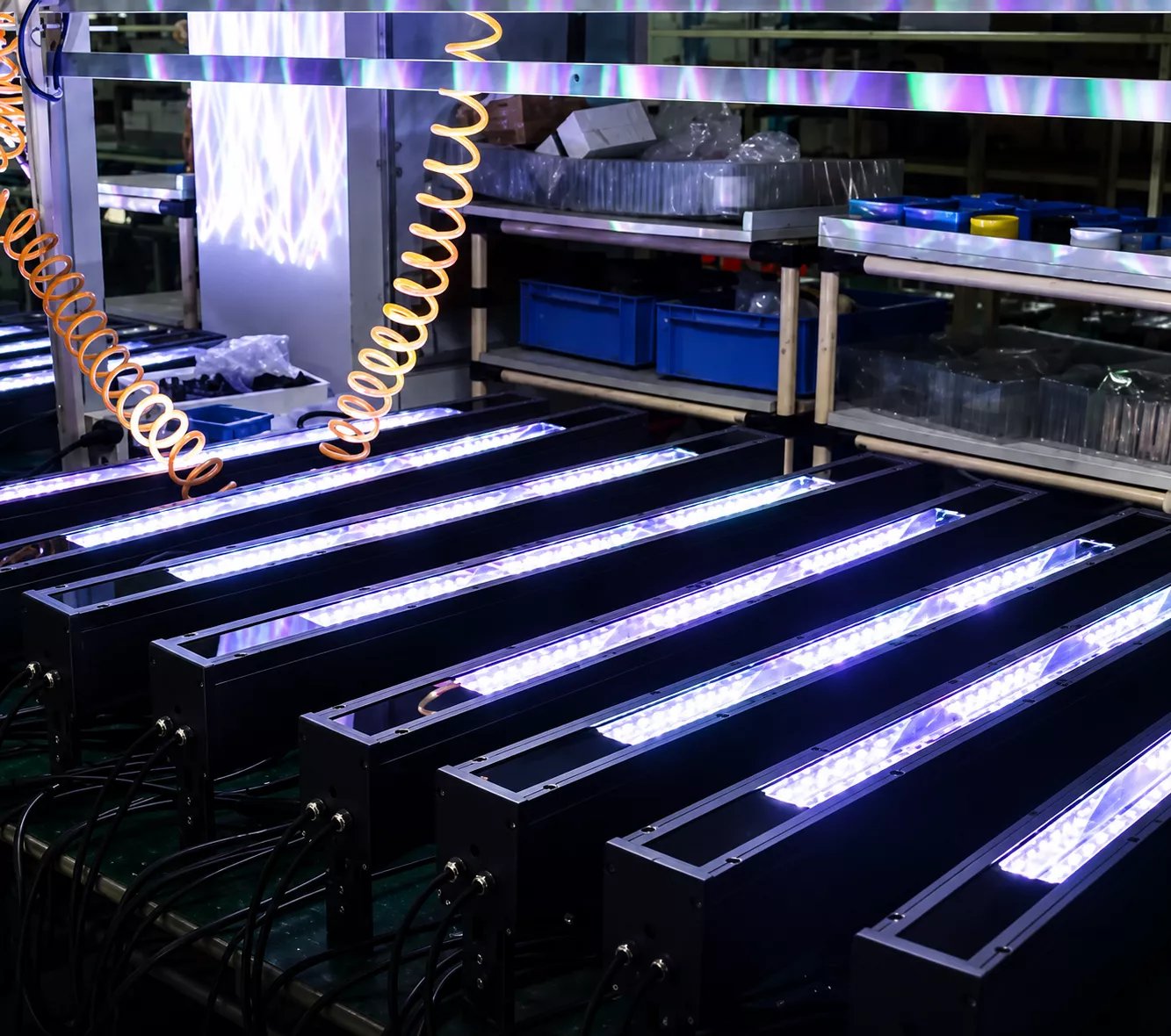 Lighting products during assembly