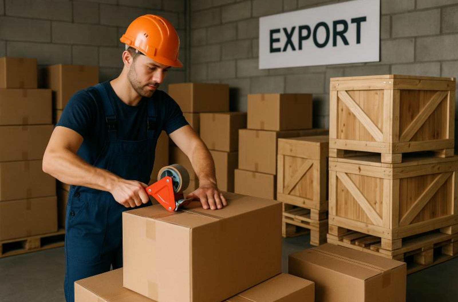 Products being packed and prepared for export dispatch